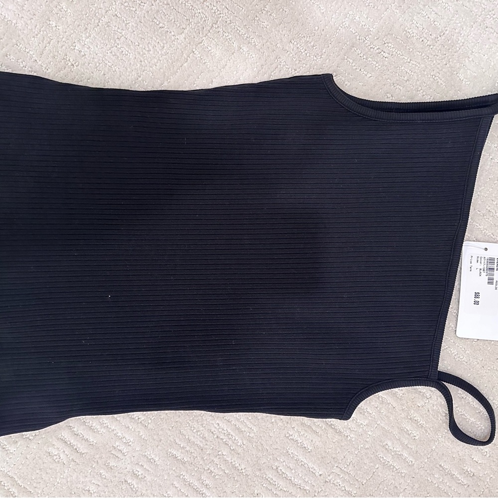 Asymmetrical black ribbed tank